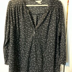 H&M Black and White Patterned Blouse XL GUC